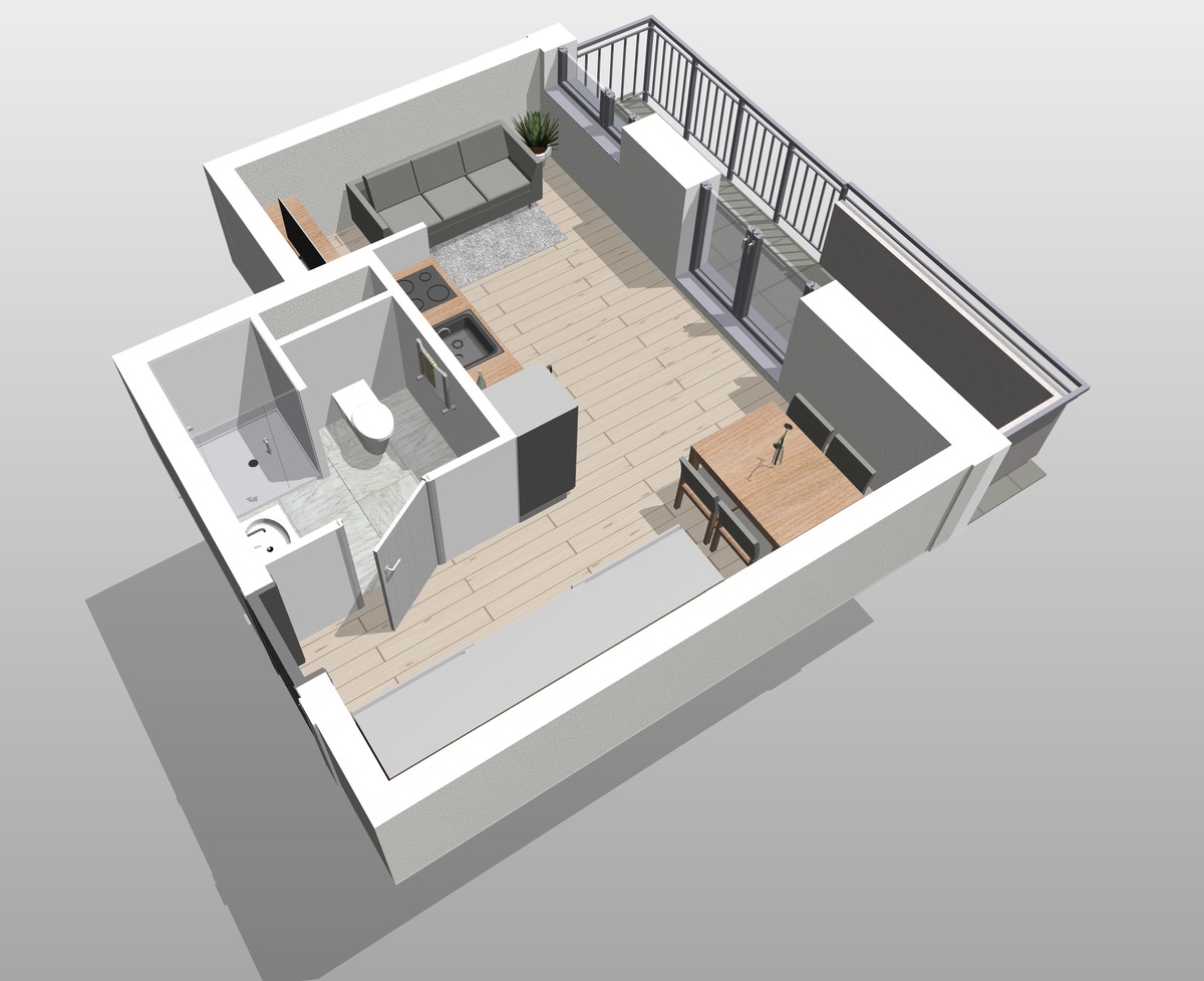 GGASS Deweloper nowe mieszkania w Pobiedziskach - rzut deweloperski 3D 