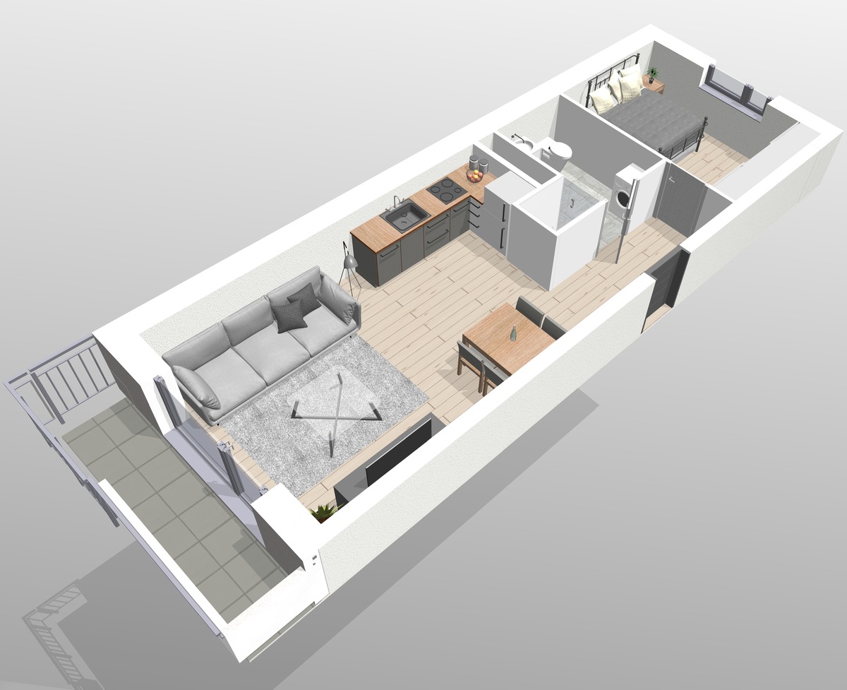 GGASS Deweloper nowe mieszkania w Pobiedziskach - rzut deweloperski 3D 